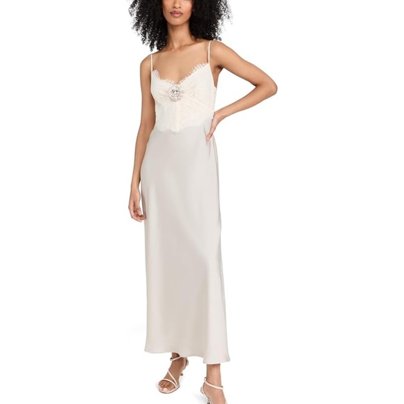 NWT Wayf Women’s Lace Trim Slip Dress Maxi Summer Elegant Feminine - Picture 1 of 14